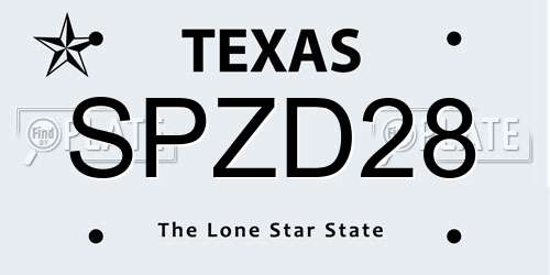SPZD28 Texas License Plate