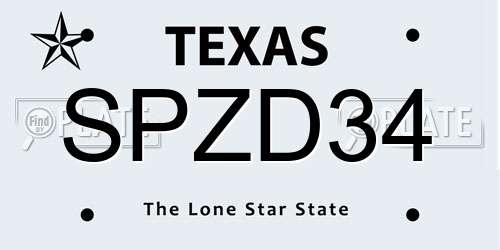 SPZD34 Texas License Plate