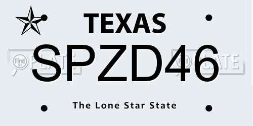 SPZD46 Texas License Plate