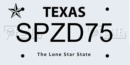 SPZD75 Texas License Plate