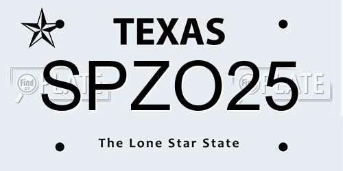 SPZO25 Texas License Plate