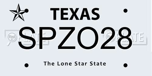 SPZO28 Texas License Plate