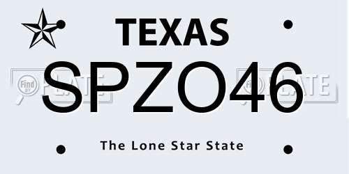 SPZO46 Texas License Plate