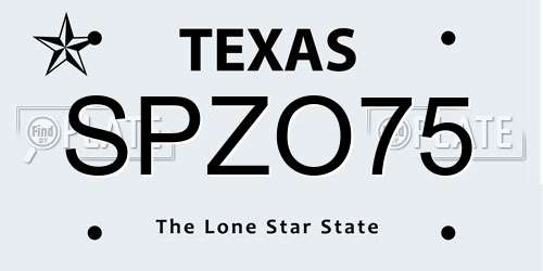 SPZO75 Texas License Plate