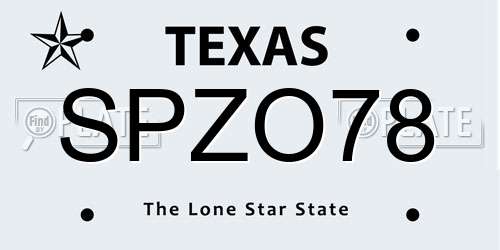 SPZO78 Texas License Plate