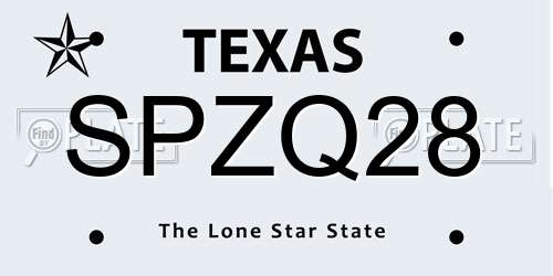 SPZQ28 Texas License Plate