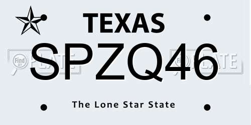 SPZQ46 Texas License Plate