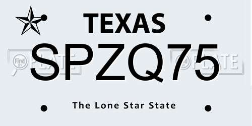 SPZQ75 Texas License Plate