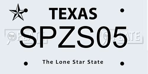 SPZS05 Texas License Plate