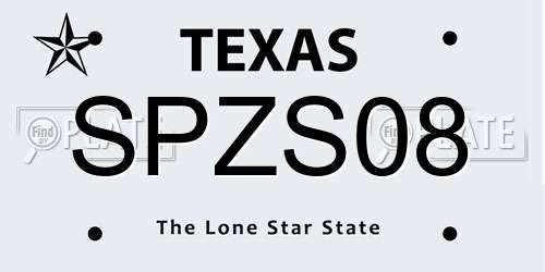 SPZS08 Texas License Plate