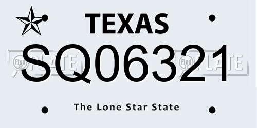 SQ06321 Texas License Plate