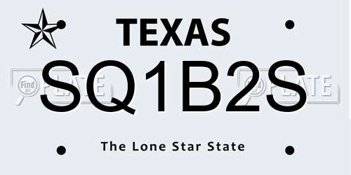 SQ1B2S Texas License Plate