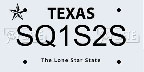 SQ1S2S Texas License Plate