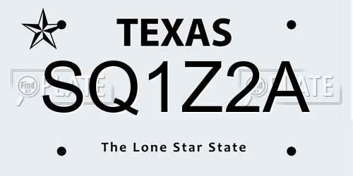 SQ1Z2A Texas License Plate