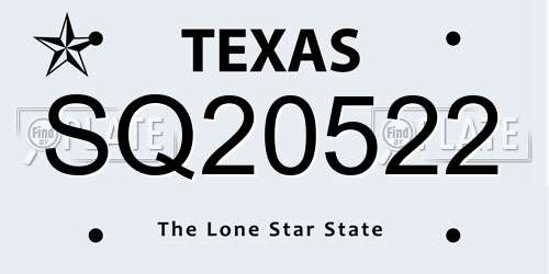 SQ20522 Texas License Plate