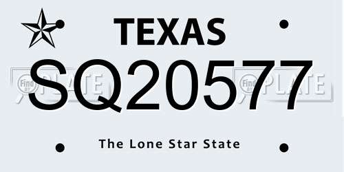 SQ20577 Texas License Plate