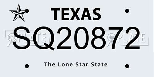 SQ20872 Texas License Plate