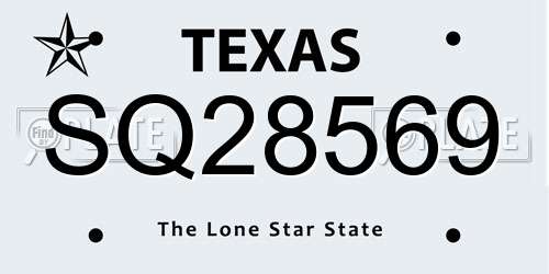 SQ28569 Texas License Plate