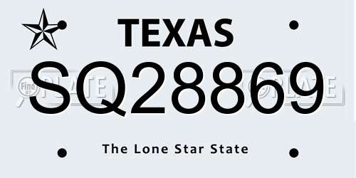 SQ28869 Texas License Plate
