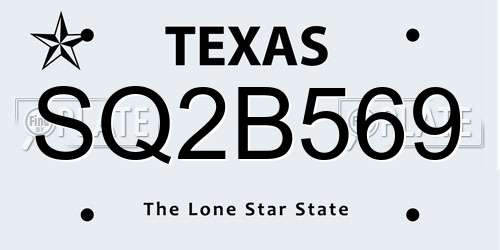SQ2B569 Texas License Plate