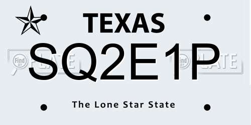SQ2E1P Texas License Plate