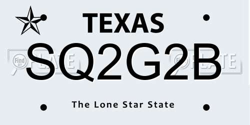 SQ2G2B Texas License Plate