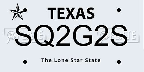 SQ2G2S Texas License Plate