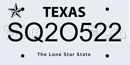 SQ2O522 Texas License Plate