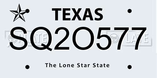 SQ2O577 Texas License Plate