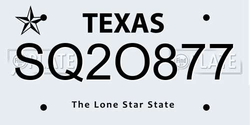SQ2O877 Texas License Plate