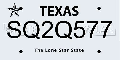 SQ2Q577 Texas License Plate