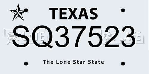SQ37523 Texas License Plate