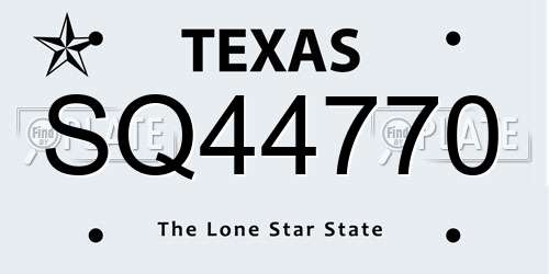 SQ44770 Texas License Plate
