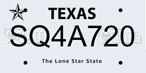 SQ4A720 Texas License Plate