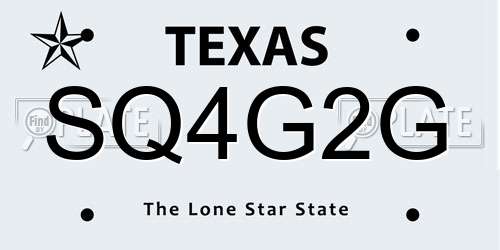 SQ4G2G Texas License Plate