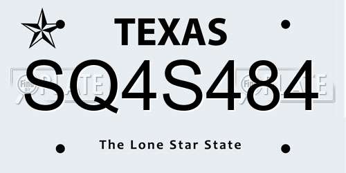 SQ4S484 Texas License Plate