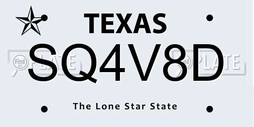 SQ4V8D Texas License Plate