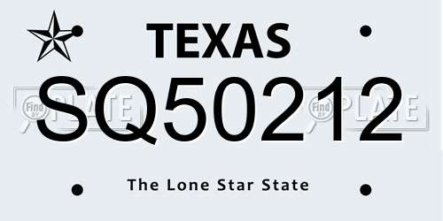 SQ50212 Texas License Plate