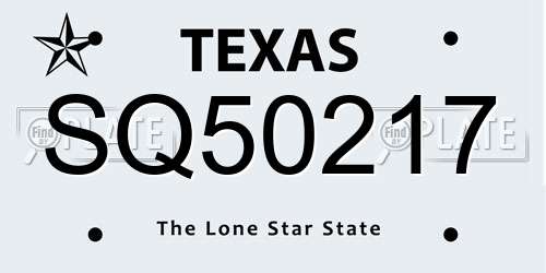 SQ50217 Texas License Plate