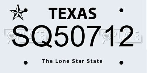SQ50712 Texas License Plate