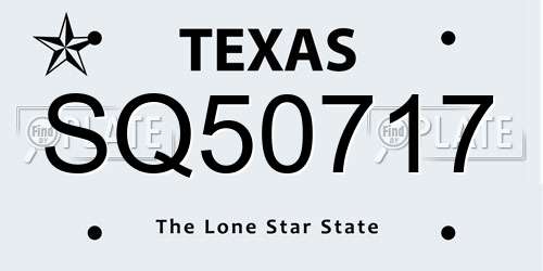 SQ50717 Texas License Plate