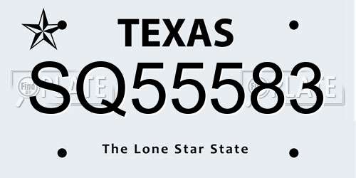 SQ55583 Texas License Plate