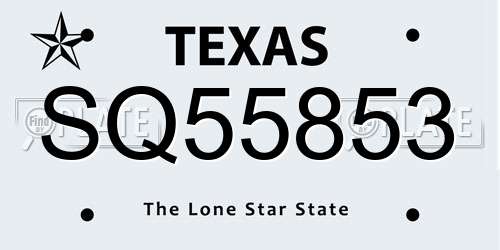 SQ55853 Texas License Plate