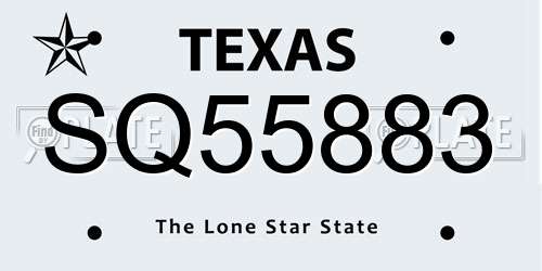 SQ55883 Texas License Plate