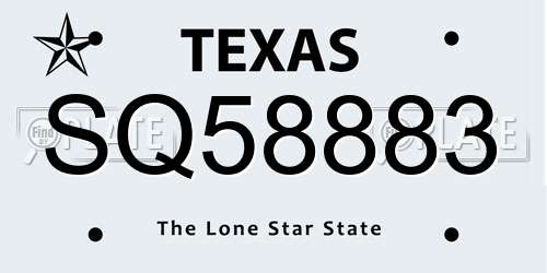 SQ58883 Texas License Plate