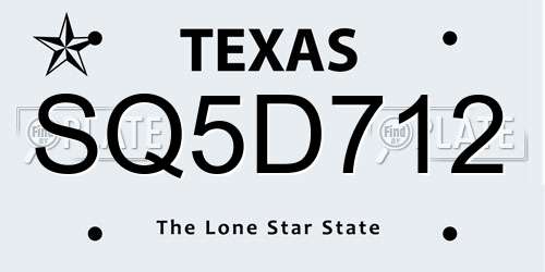 SQ5D712 Texas License Plate