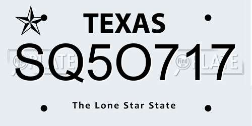 SQ5O717 Texas License Plate