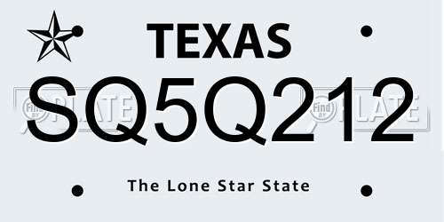SQ5Q212 Texas License Plate