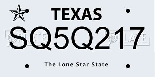 SQ5Q217 Texas License Plate