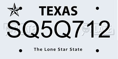 SQ5Q712 Texas License Plate